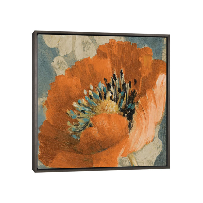 «Orange Poppy» par Lanie Loreth - peinture sur toile tendue, H 18 po x l 18 po x P 1,5 po