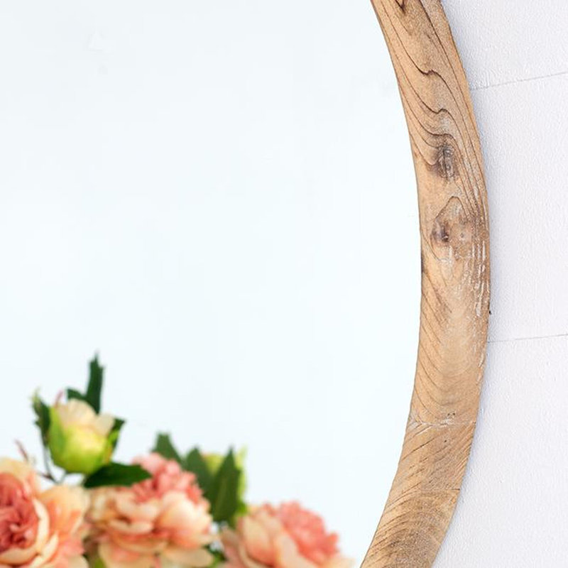 Round wall mirror, Light Brown