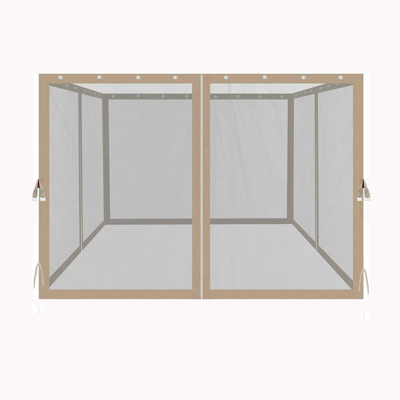 10X10 Ft Gazebo Replacement Mosquito Netting, Zippered 4 - Side Mesh Walls, Ideal For Patio Gazebos, Providing Insect Protection & Ventilation, Available In Beige Polyester