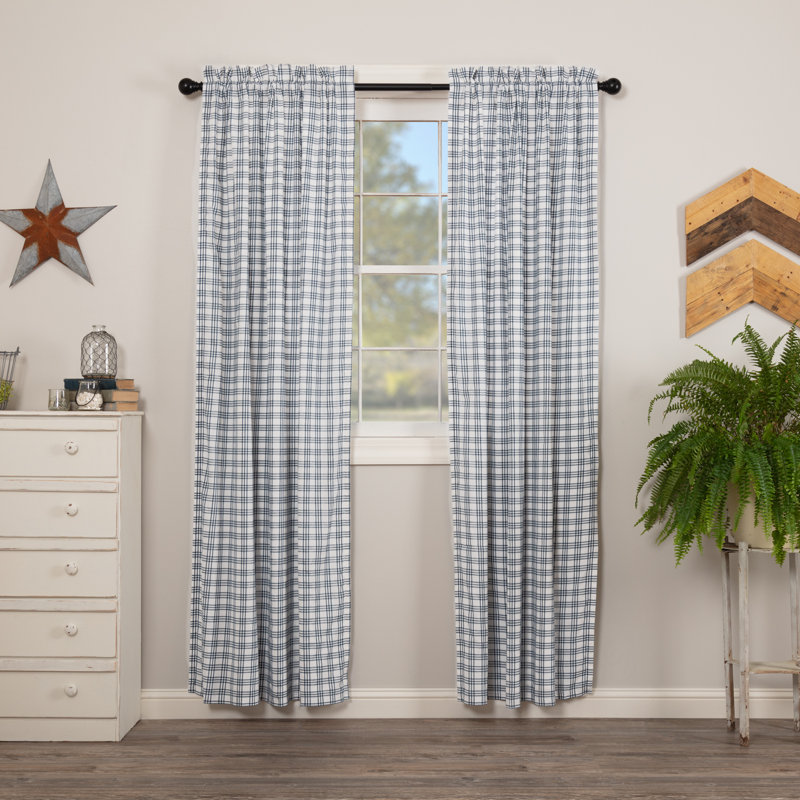 Sawyer Mill Cotton Room Darkening Curtain Pair, Blue/Coal Black, 40" W x 84" L