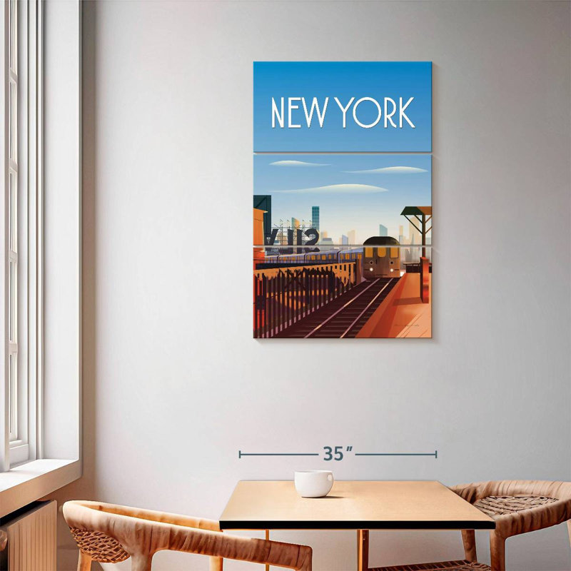 Masam, train de New York, H 57 po x l 36 po
