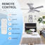 Ventilateur de plafond de 52 pouces avec lumière et télécommande, moteur à courant continu silencieux, pales réversibles pour le salon de la chambre à coucher