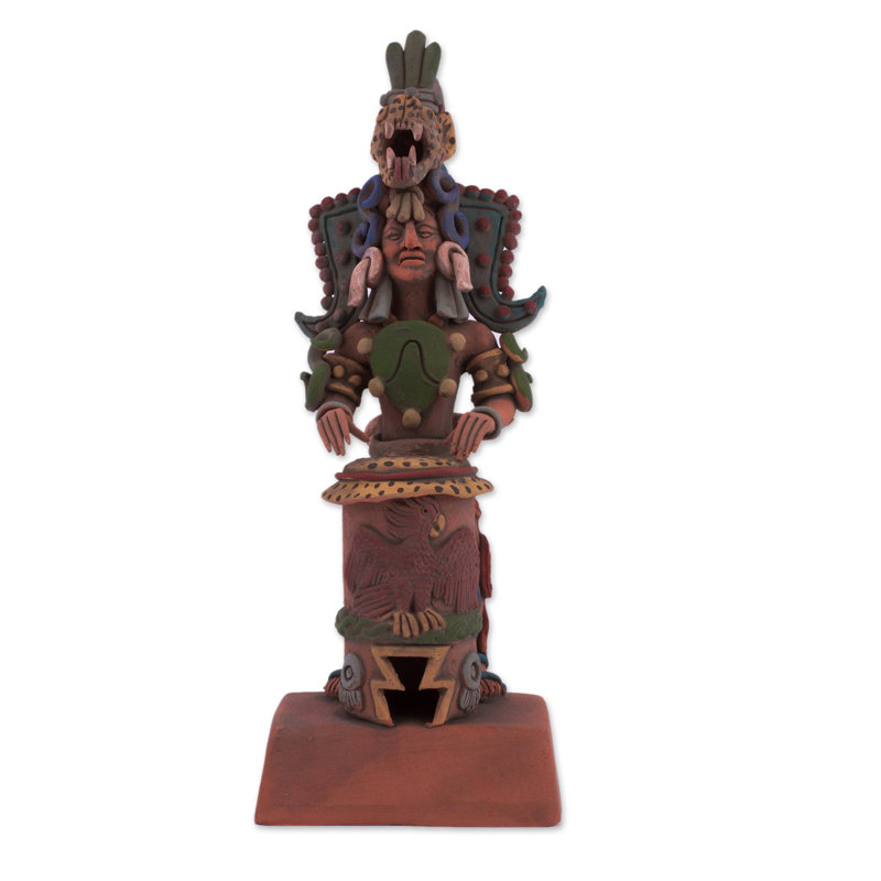 Figurine en céramique Nanterre Jaguar Warrior et Huehuetl