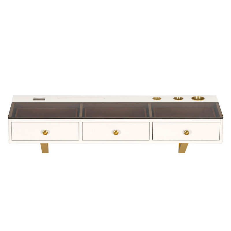Tablette flottante avec tiroir, coiffeuse murale polyvalente pour la chambre à coucher et la salle de bain, beige clair