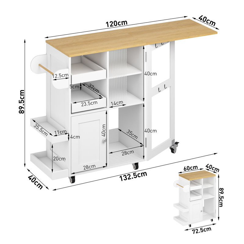 120 cm W Kitchen Cart with