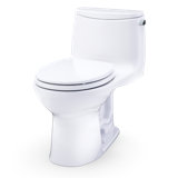 TOTO Ultramax One-Piece Round 1.28 GPF Universal Height Toilet with Right-Hand Trip Lever, CEFIONTECT and SS113 SoftClose Seat, Cotton White - MS603113CEFRG#01