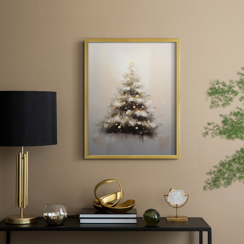 Art des Fêtes de Noël - série 2 - CXVI, reproduction encadrée - bois massif, H 21 po x l 17 po, Doré