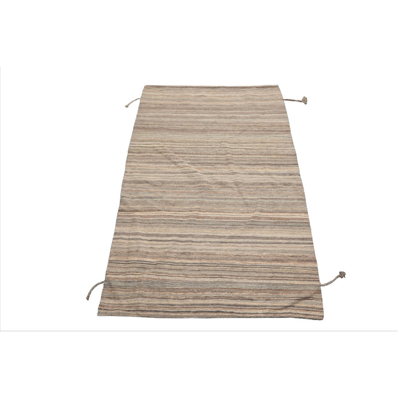 Tapis afghan marocain en laine noué à la main beige 3 pi x 5 pi