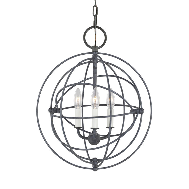 3 - Light Weathered Galvanized Sphere Pendant