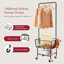 Chariot à linge avec support suspendu, panier à linge en métal avec roues, panier à linge avec panier de rangement, chariot à linge roulant avec roues, argent-102055052
