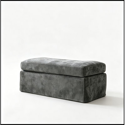 Chenille Upholstered Bench with Flip-Top Storage