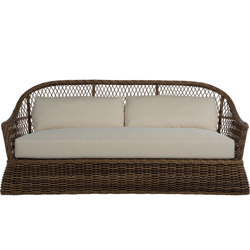 Soho N-Dura Resin Wicker Outdoor Sofa, No Welt + Standard Fill, Raffia, Intermix Bark