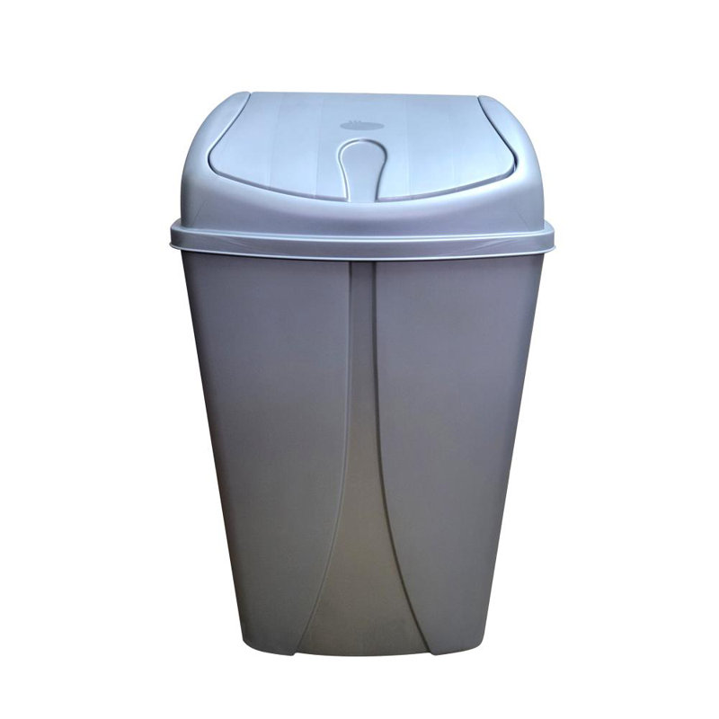 YBM Home Portable Plastic Trash Can with Dual Swing Lid, Swing Top Trash Can, 2.5 Gal, Gray