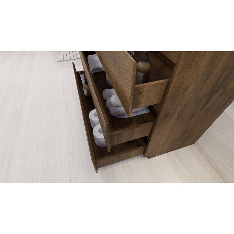 Korrina 47.25'' Single Bathroom Vanity with Plastic Top, Rosewood