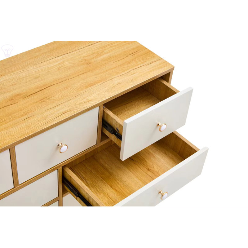 Commode 9 tiroirs en bois aggloméré, Bois