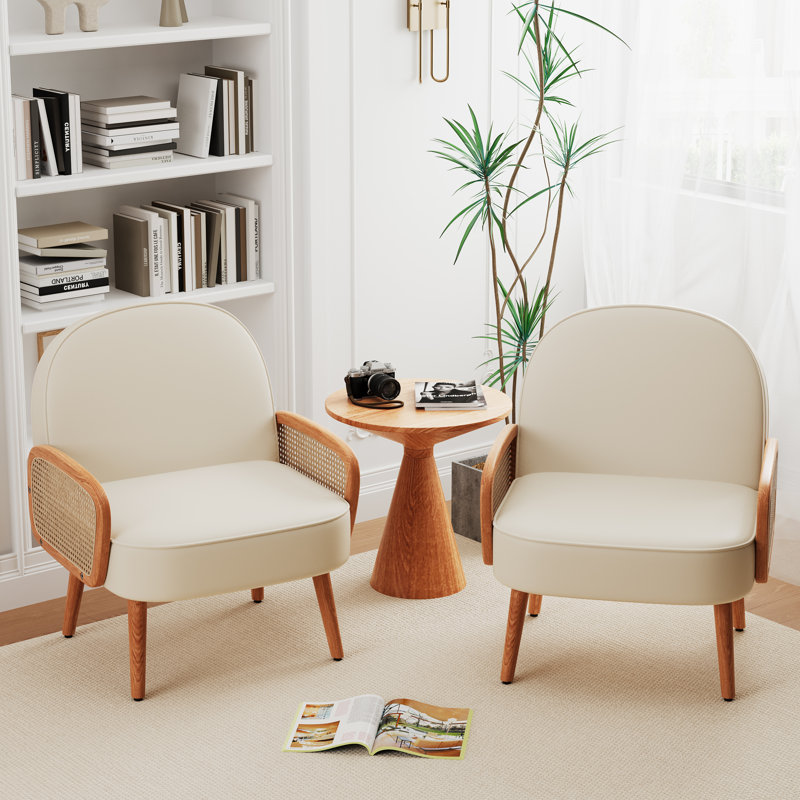 Upholstered Armchair Set Of 2, Hema White Polyester