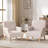  Striped Upholstered Wooden Chair Set With Rolled Arm-928195106