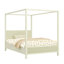 Grand lit plateforme à baldaquin en bois avec lattes de soutien, beige-130145170-130145168