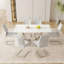Ensemble de table et de chaises, table de salle à manger rectangulaire simple en verre moderne, plateau de table en verre marbré blanc de 0,4 pouce d'épaisseur, assorti à des chaises en polyuréthane de haute qualité avec des pieds en métal arqués.-1791865550-1791865548