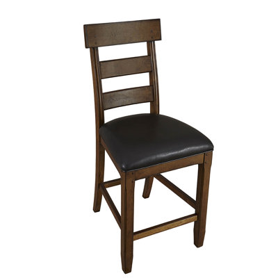 Billings Upholstered Faux Fur and Faux Leather Counter Stool with Solid Wood Frame