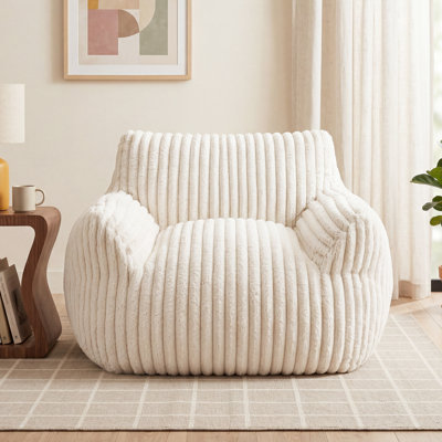 Comfy Bean Bag Chair, Faux Fur Lazy Bean Bag Sofa for Living Room, Bedroom and Dorm