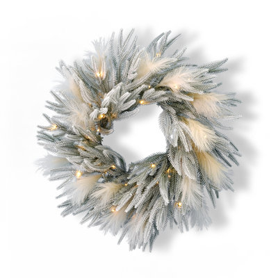 Faux Lighted Pine 26'' Wreath