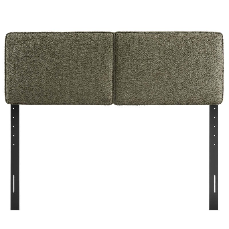 Sage Green Boucle Upholstered Full Headboard with Solid Wood Legs