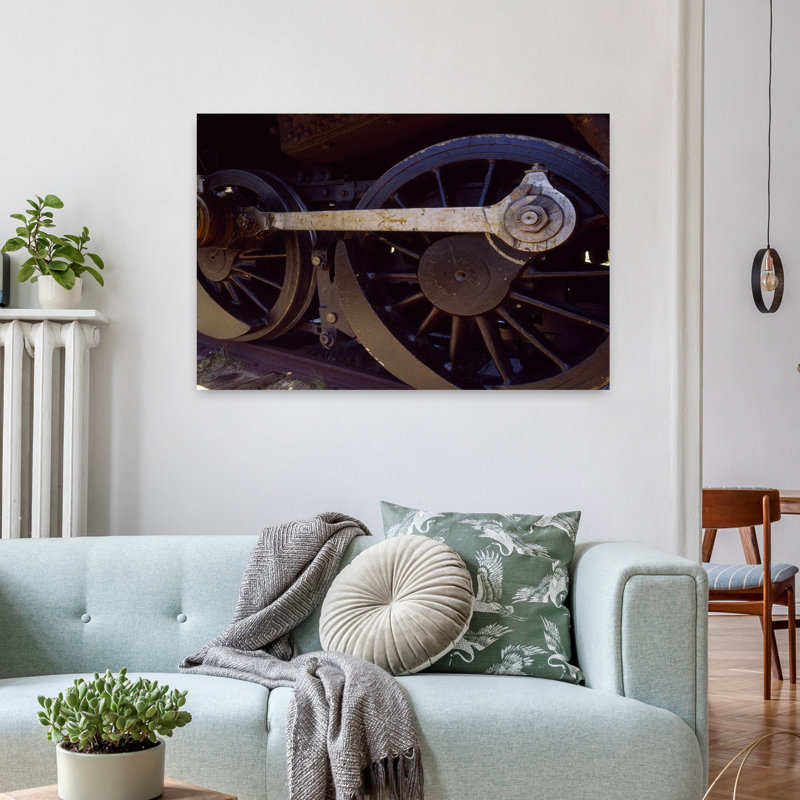 Close-up of wheels of a steam engine on a railroad track Arizona USA 1 Piece Wrapped Canvas Wall Art, 60.96 cm H x 91.44 cm W