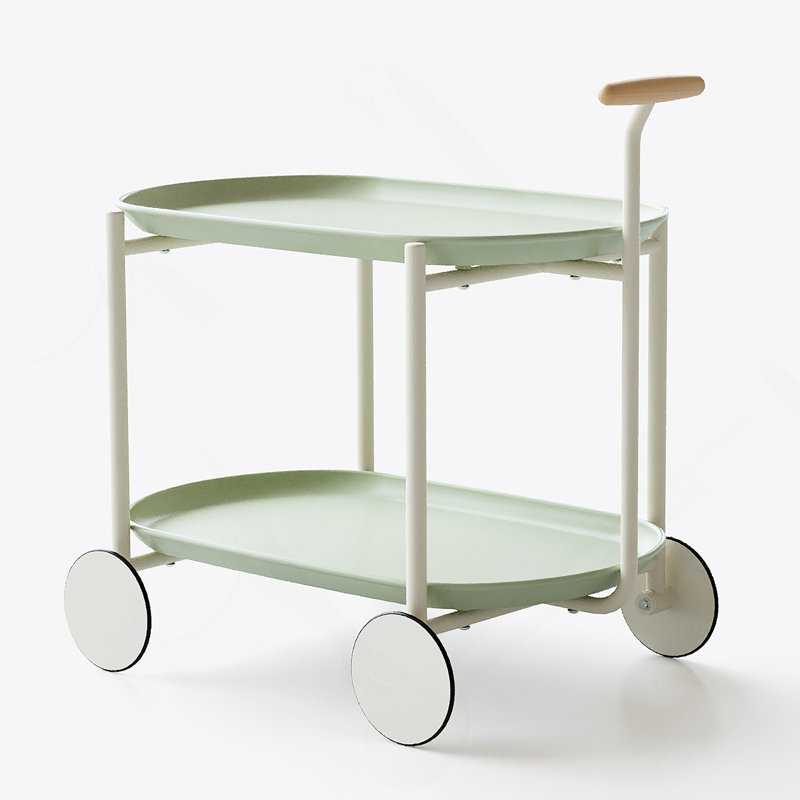 Moon Storage Cart (Green) Nordic Internet Celebrity Mobile Trolley Kitchen Simple Double Storage Shelf Living Room Sofa Storage Shelf
