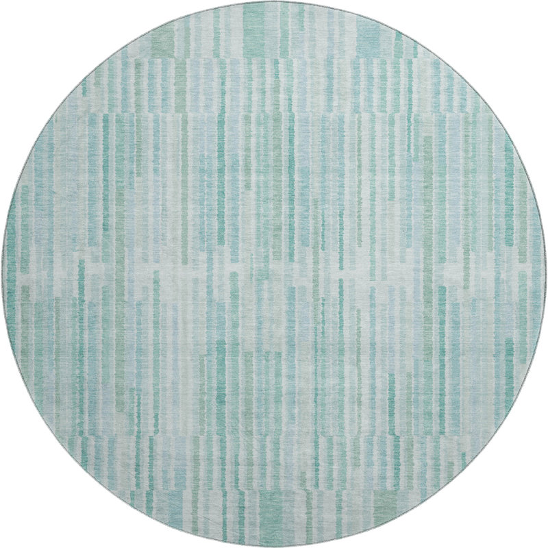 Premium Machine Washable Mayfield AMF2102 Striped Rug, Teal, 8' x 10'