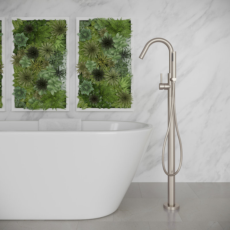 Single Handle Floor Mounted Freestanding Tub Filler Trim, Brushed Nickel