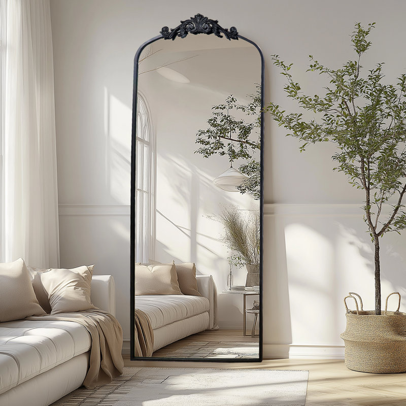 Miroir mural antique antique avec arche noire, 71 po x 30 po, Noir