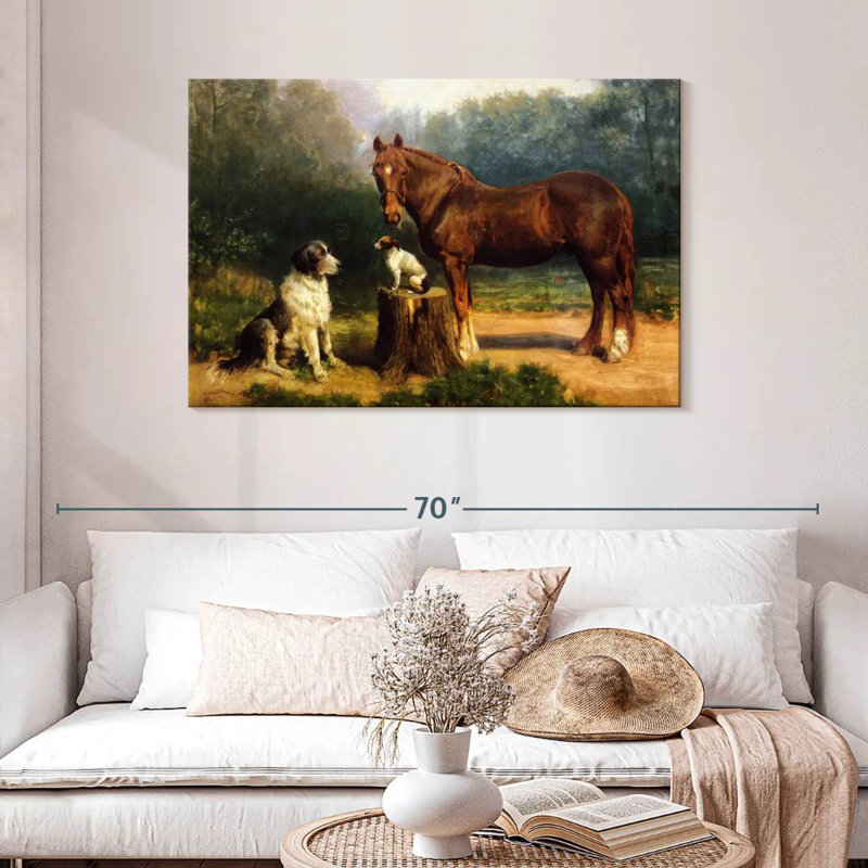 Brampt Horse And Two Dogs In A Landscape, 30" H x 45" W