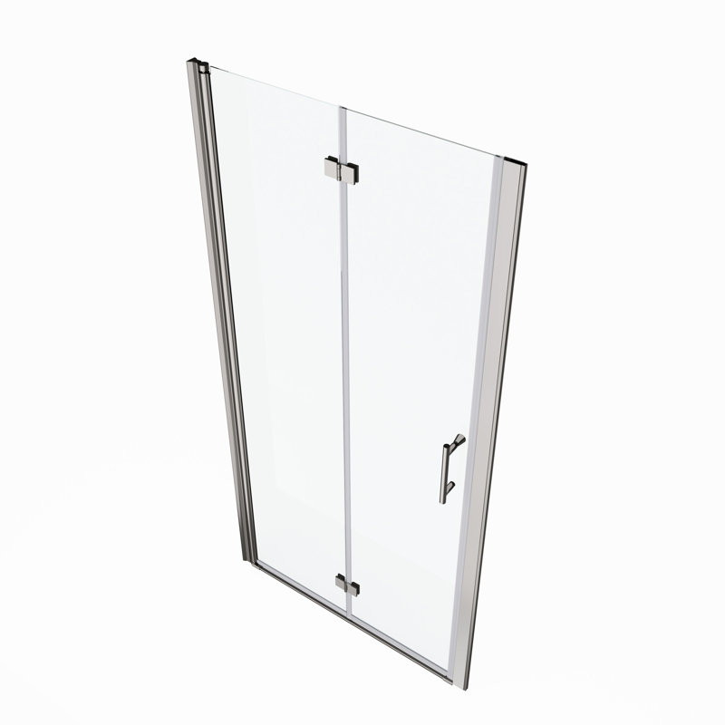 Porte de douche pivotante pour salle de bain avec verre - 1/4 po trempé, 72 en verre trempé à poignée en acier inoxydable, facile à installer
