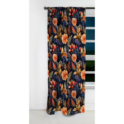 Éclectique bohème floral pêche - Rideau floral - Rideau occultant floral - 1 panneau