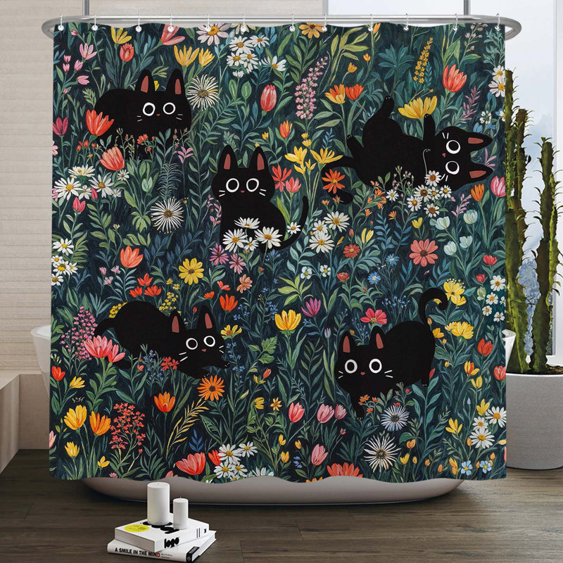 Rideau de douche mignon avec crochets 72 po