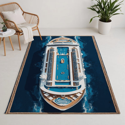 Tapis intérieur et extérieur bleu Transport