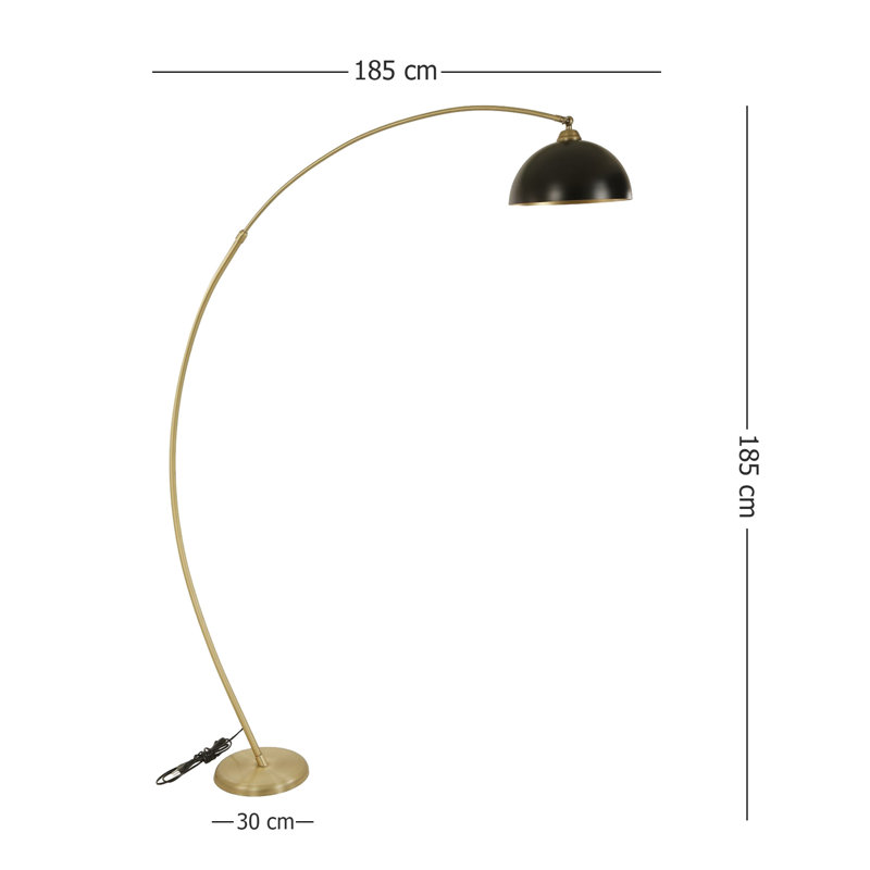 Marlie 185cm Arched Floor Lamp, Gold
