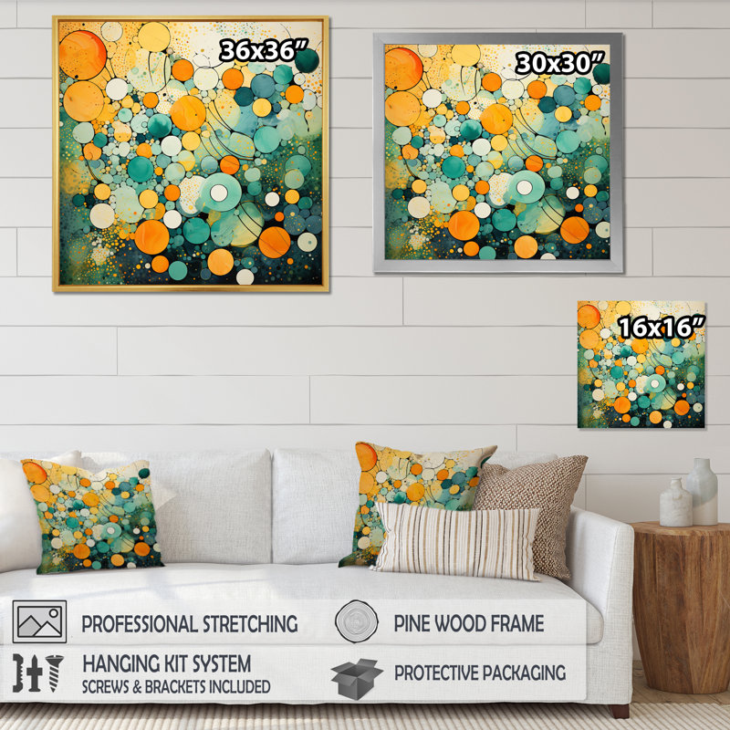 Retro Remix III - Abstract Collages Canvas Art Print, Cadre flottant noir, H 16 po x l 16 po x P 1 po