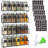 Magnetic Spice Rack, 4 Pack, 24 Square Glass Jars with Lids, Quick-Find Pre-Printed Labels