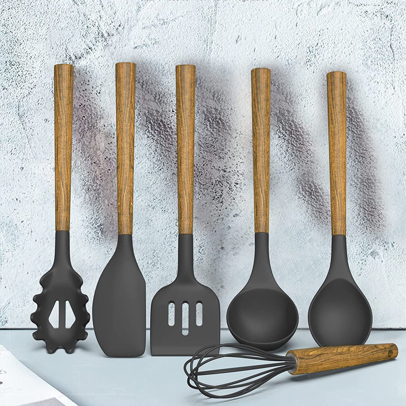 Ensemble d'ustensiles de cuisine en silicone, Vert