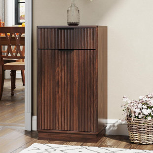 13 Gallons Tilt Out Trash Can Cabinet, Freestanding Trash Can Cabinet With Drawers,hidden Garbage Can Cabinet For Kitchen Living Room Storage Room