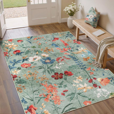 Rectangle 80 cm x 150 cm Floral Area Rug