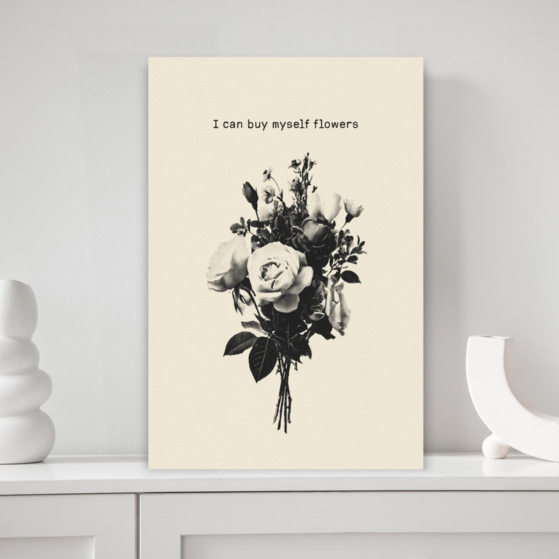 Art floral mural monochrome délicat classique, H 18 po x l 12 po
