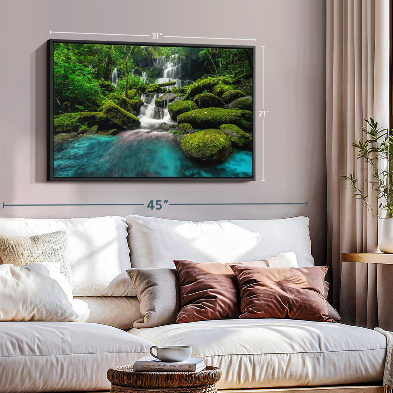 «Forest Waterfall Scene Wall Art», H 21 po x l 31 po