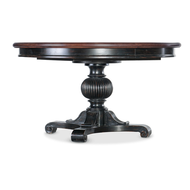 Charleston Black and Brown Reclaimed Wood Round Extendable Dining Table