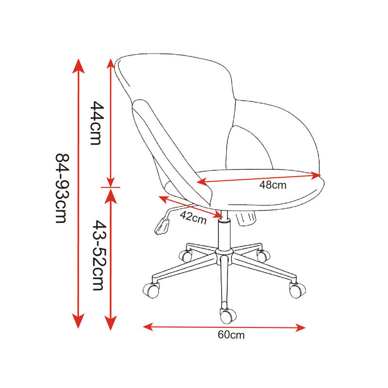 Mckernan Velvet Office Chair, Light Grey