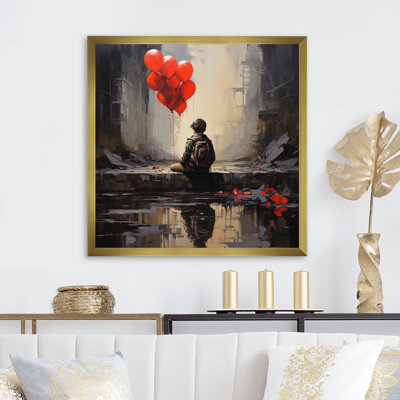 " Street Art Child With Red Balloons "