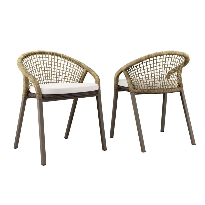 Chaises de salle à manger d'extérieur Meadow, Naturel / blanc