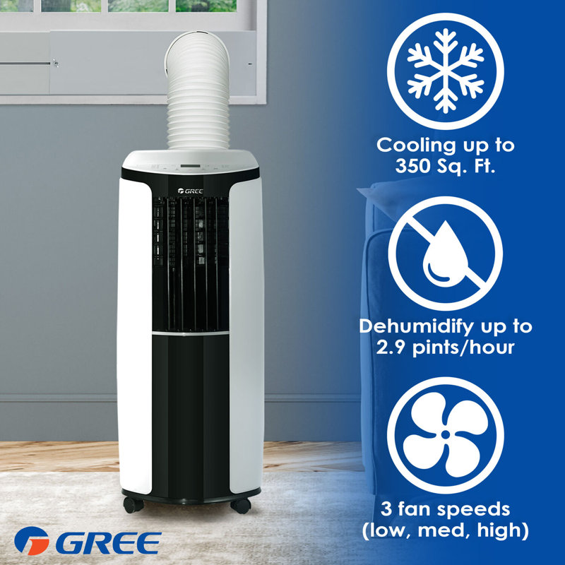 Gree 6000 BTU Black and White Portable Air Conditioner with Remote